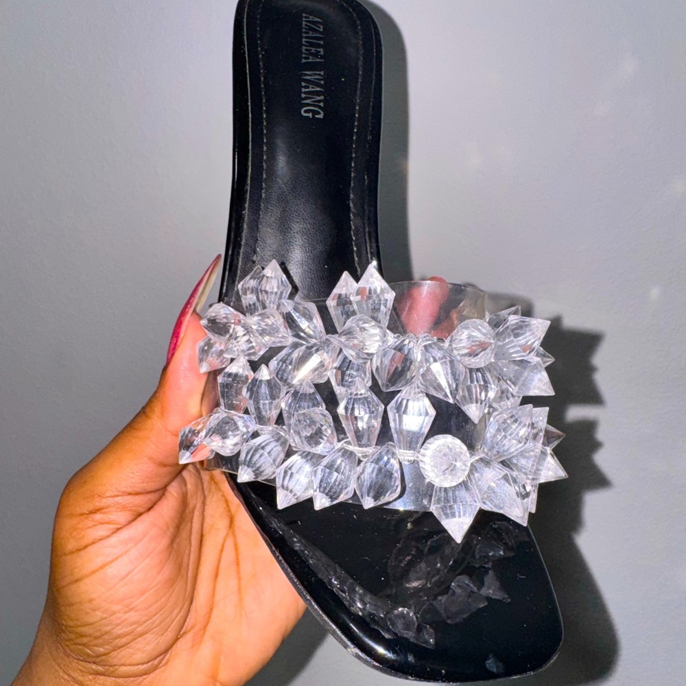 Azalea Wang Black Crystal Embellished Heels(in a replacement box)